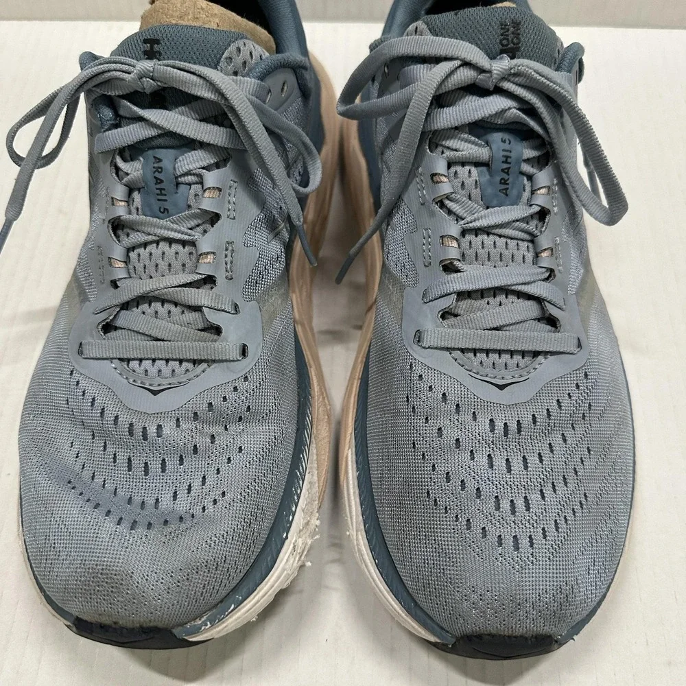 Hoka One‎ One Arahi 5 Running Shoes Womens Size 9.5 Blue Mesh Stability Sneakers